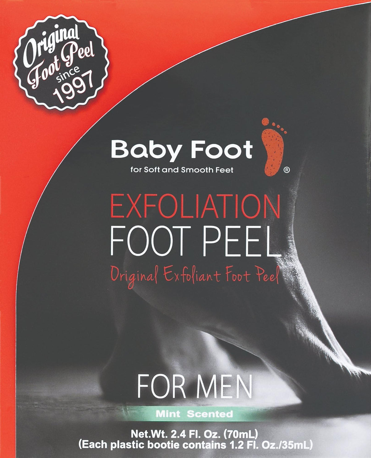 Baby Foot Original Foot Peel Exfoliator for Men, Mint Scented Pair