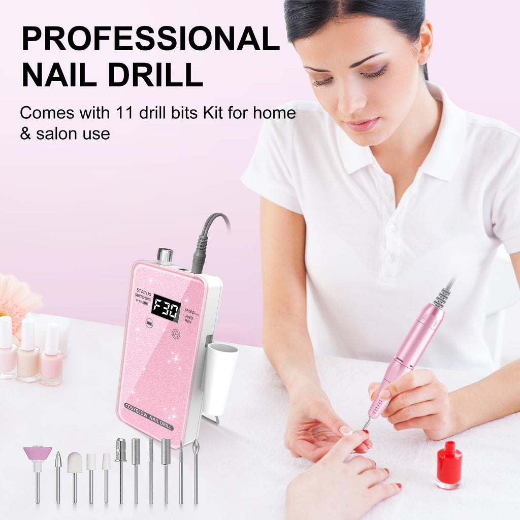 COSYGLOW Portable Cordless Electric Nail Drill Kit