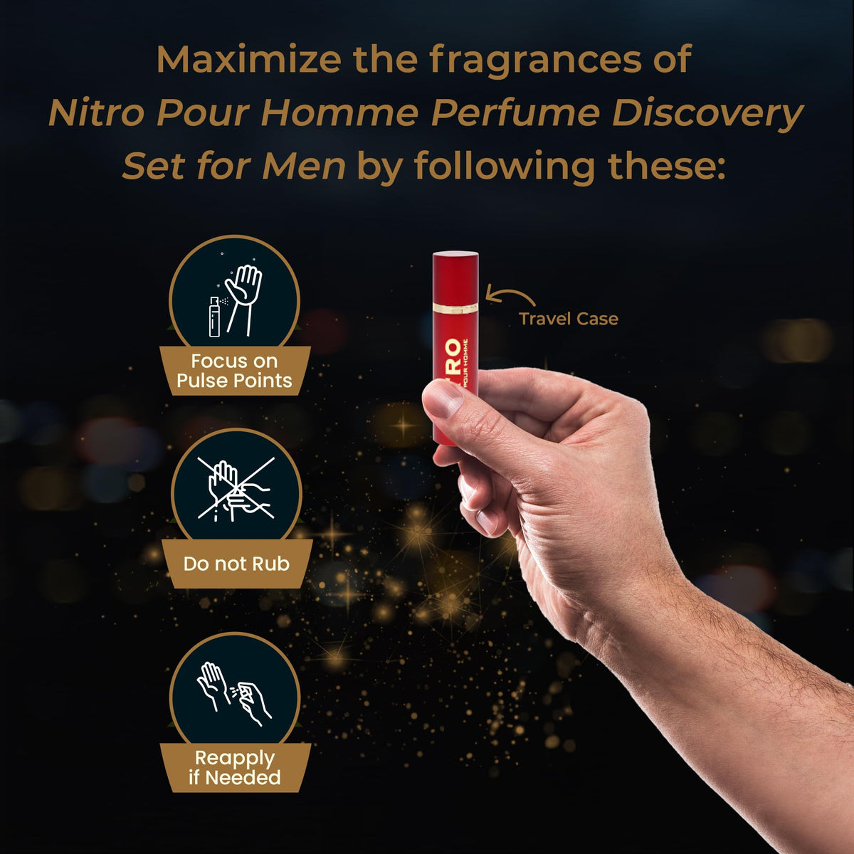 Dumont Nitro Pour Homme Men’s Perfume Discovery Set, 8 Mini Travel Sprays