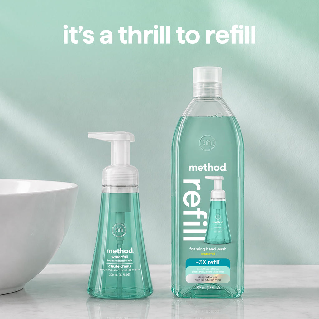 Method Foaming Hand Wash Refill Waterfall, 28 fl oz, 4 Pack