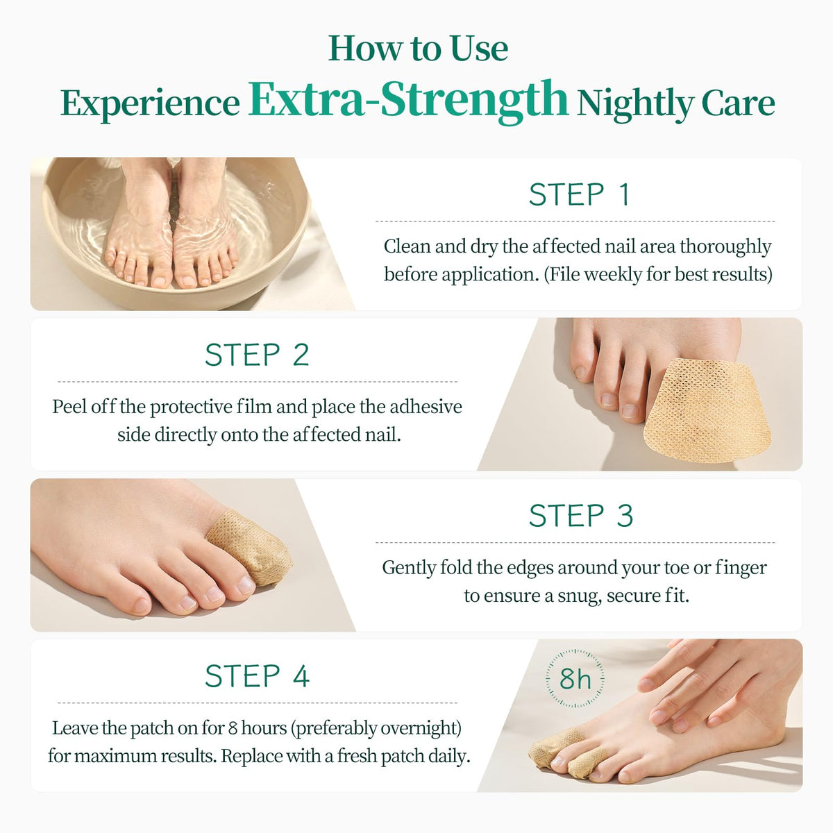 APUREE 1% Tolnaftate Fungal Nail Patches, 8-Hour Overnight Treatment