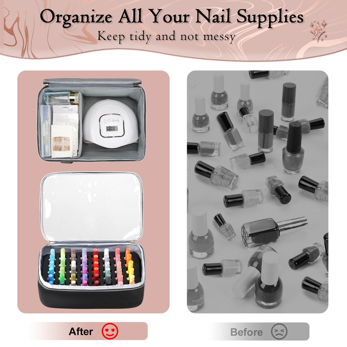 YOREPEK Nail Polish Organizer Case with Removable Pouches