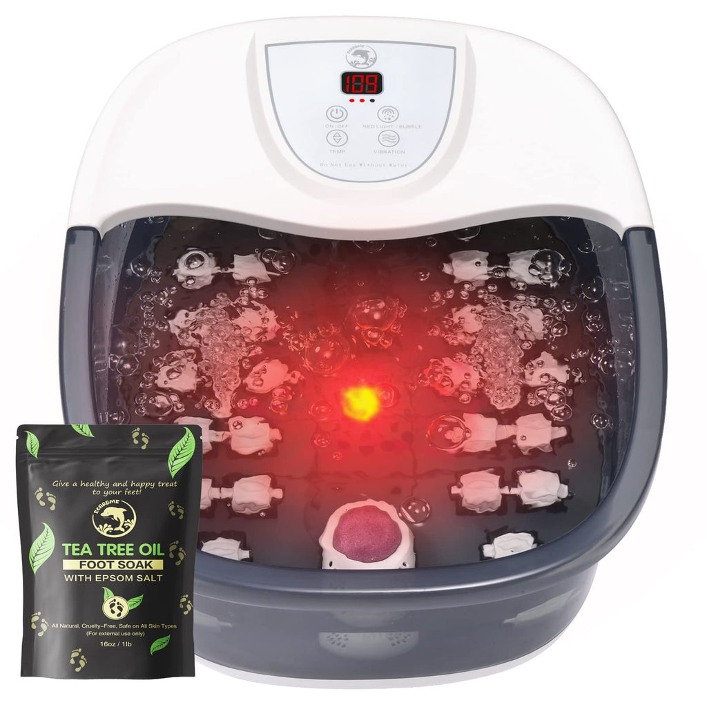 ECARBME Heated Foot Spa Bath Massager with Bubbles and Massage Rollers