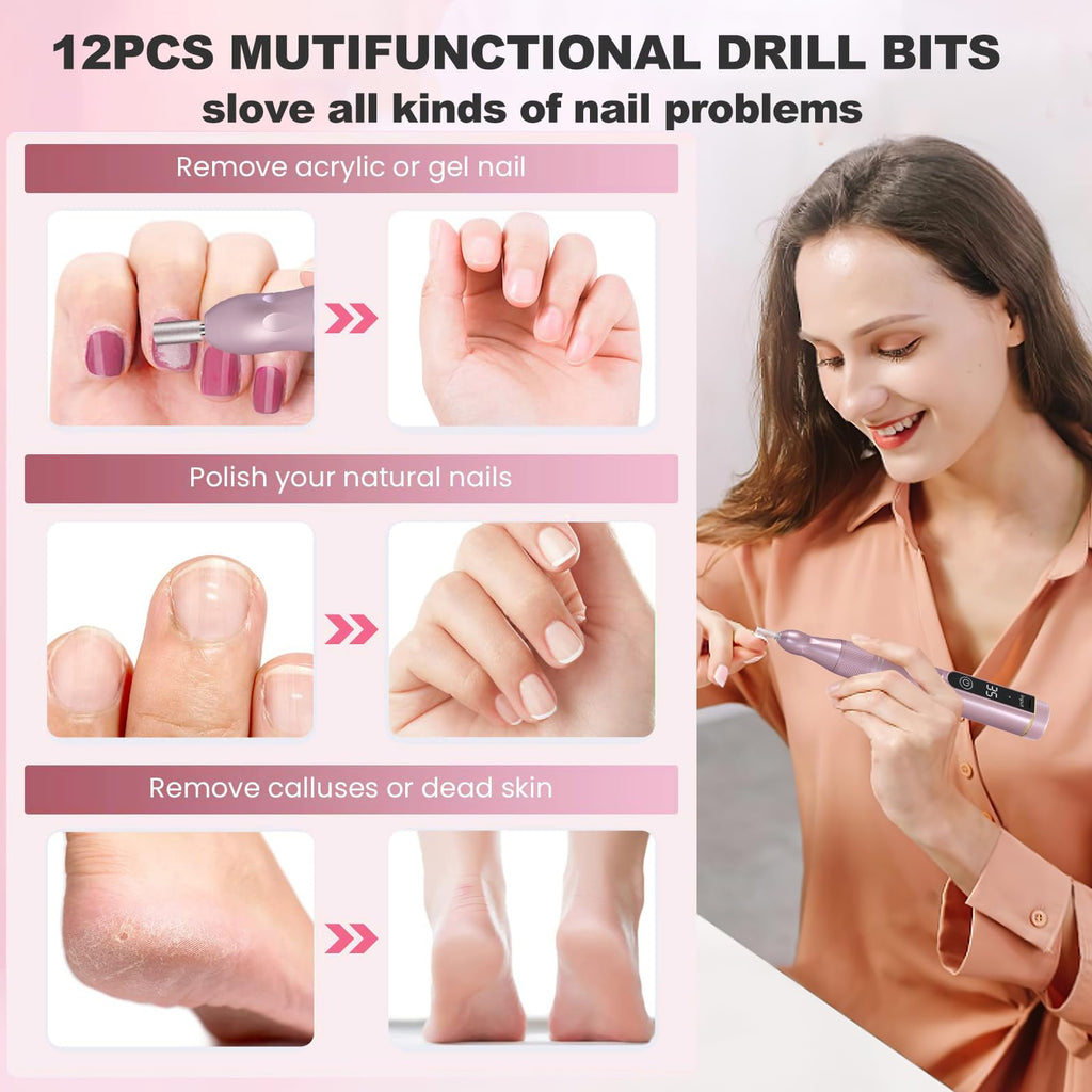 Meremit Cordless Nail Drill 35000 RPM Rechargeable E-File