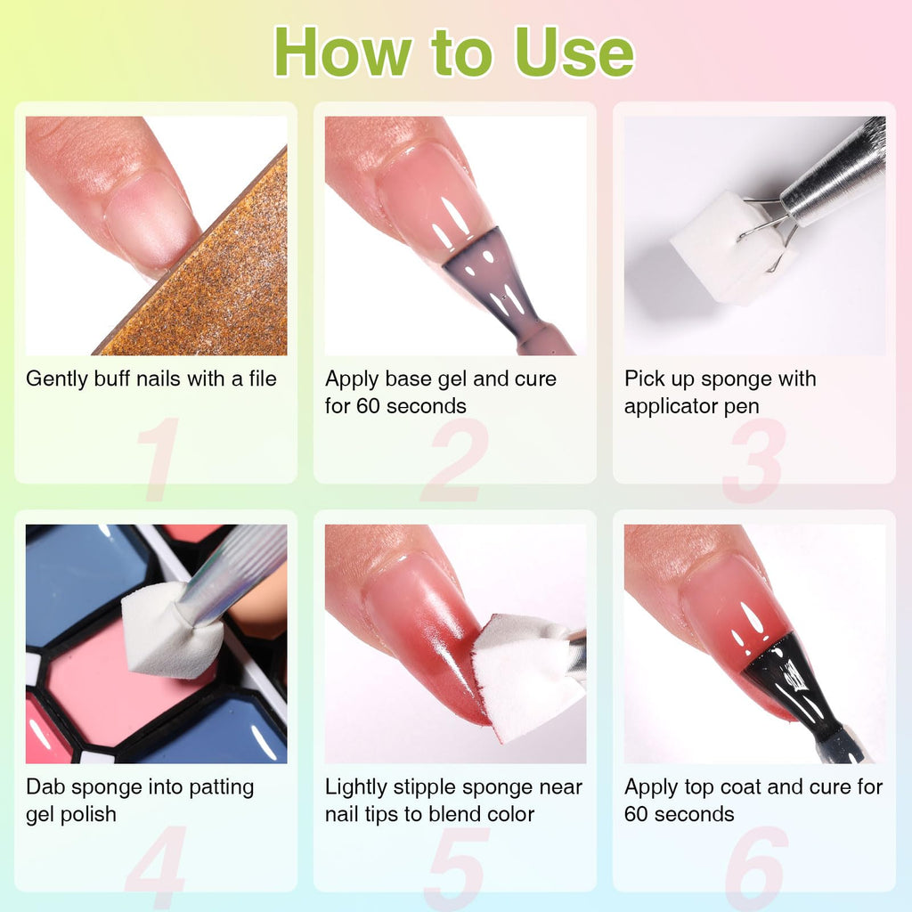 Patting Nail Gel Polish Palette with Sponge Applicators