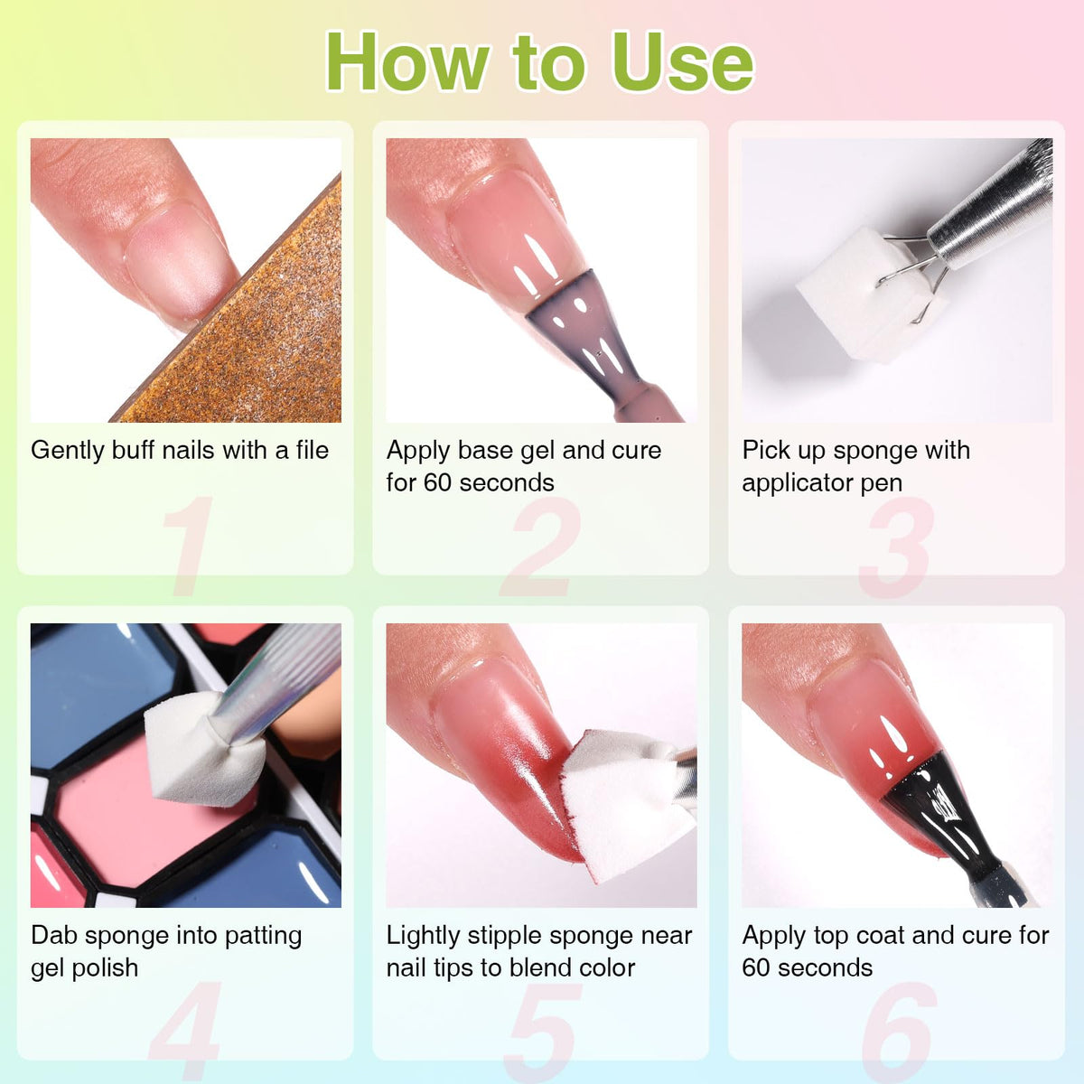 Patting Nail Gel Polish Palette with Sponge Applicators