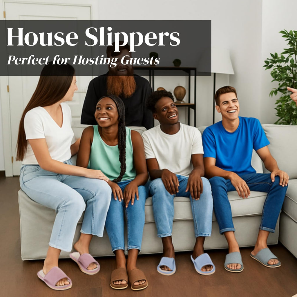 Eorbow 10-Pack Washable Open-Toe House Slippers for Guests, Non-Slip Indoor Spa Slippers