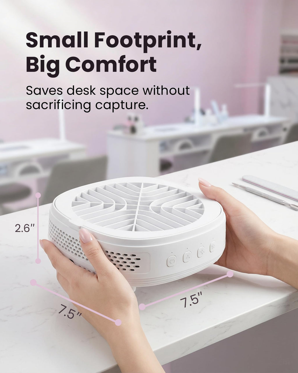 Nail Dust Collector with Quiet 125 CFM Suction and Reusable Filter