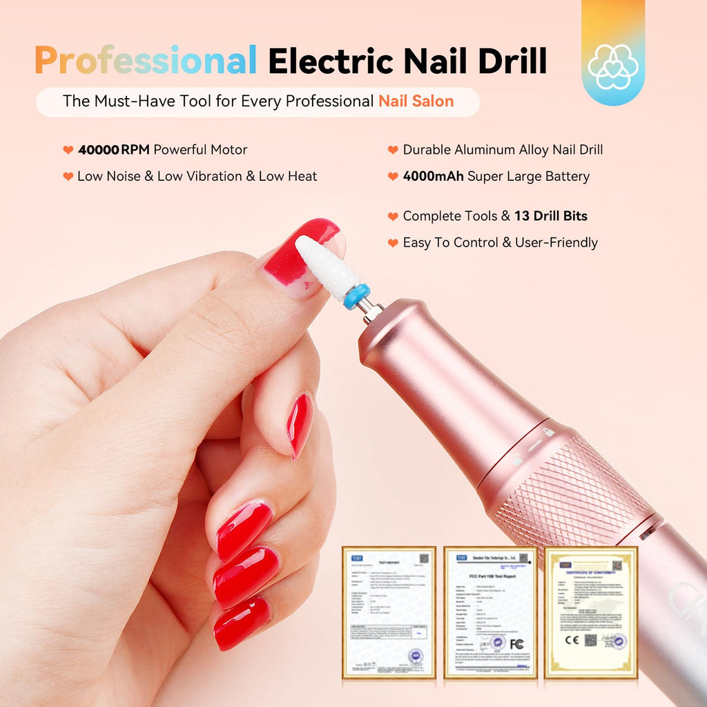 SAVILAND Electric Nail Drill Kit, 40000 RPM Portable Nail File