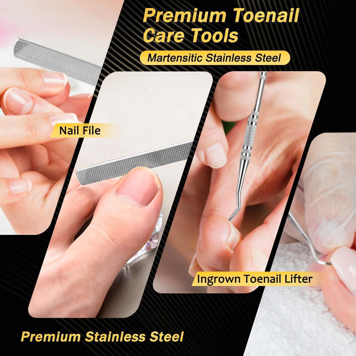 Kingfun Toenail Clipper Set for Seniors, Thick and Ingrown Toenails