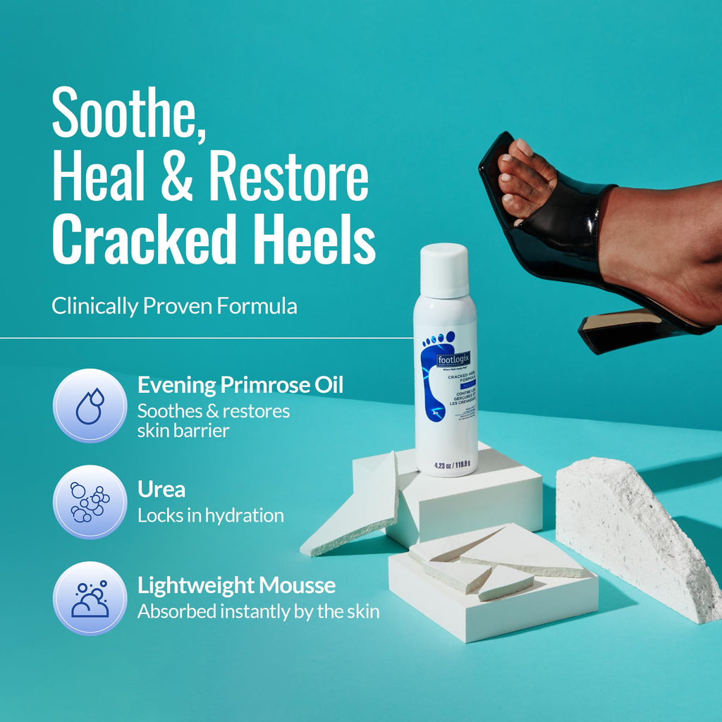 FOOTLOGIX Cracked Heel Formula Mousse with Urea, 4.23 oz