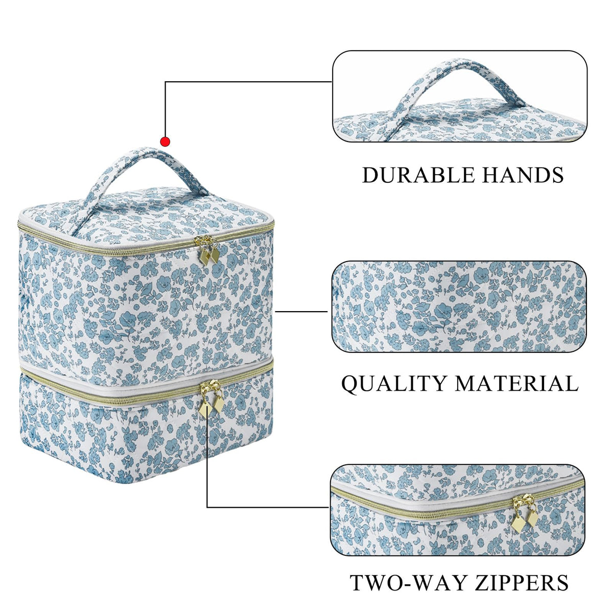Nail Polish Organizer Case with Double-Layer Storage and Handles