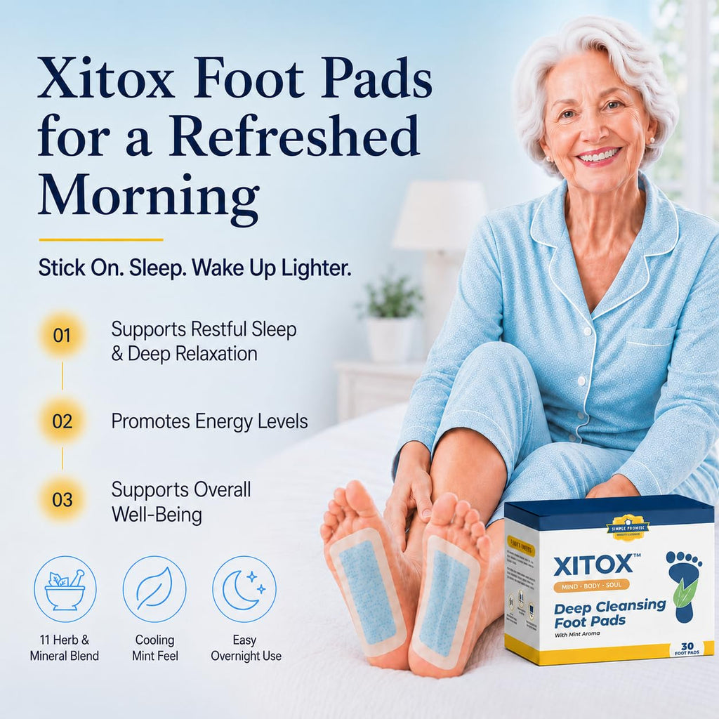 Simple Promise Xitox Herbal Foot Pads with Bamboo Vinegar, Tourmaline, 30 Count