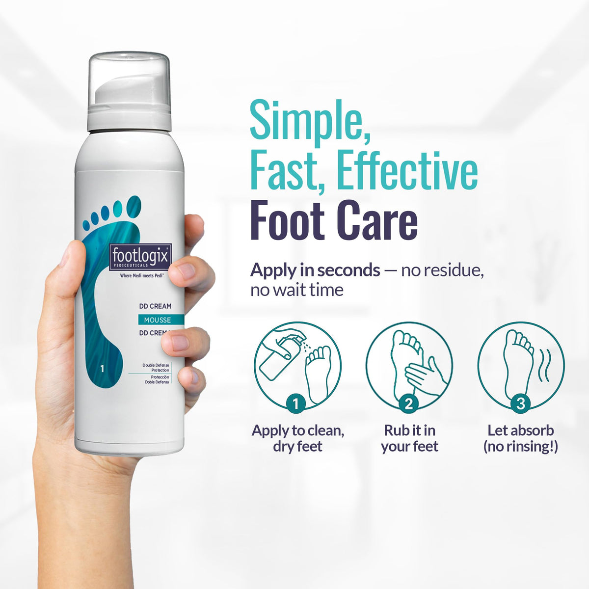 Footlogix DD Cream Mousse Foot & Body Moisturizer with Urea, Aloe & Vitamin E