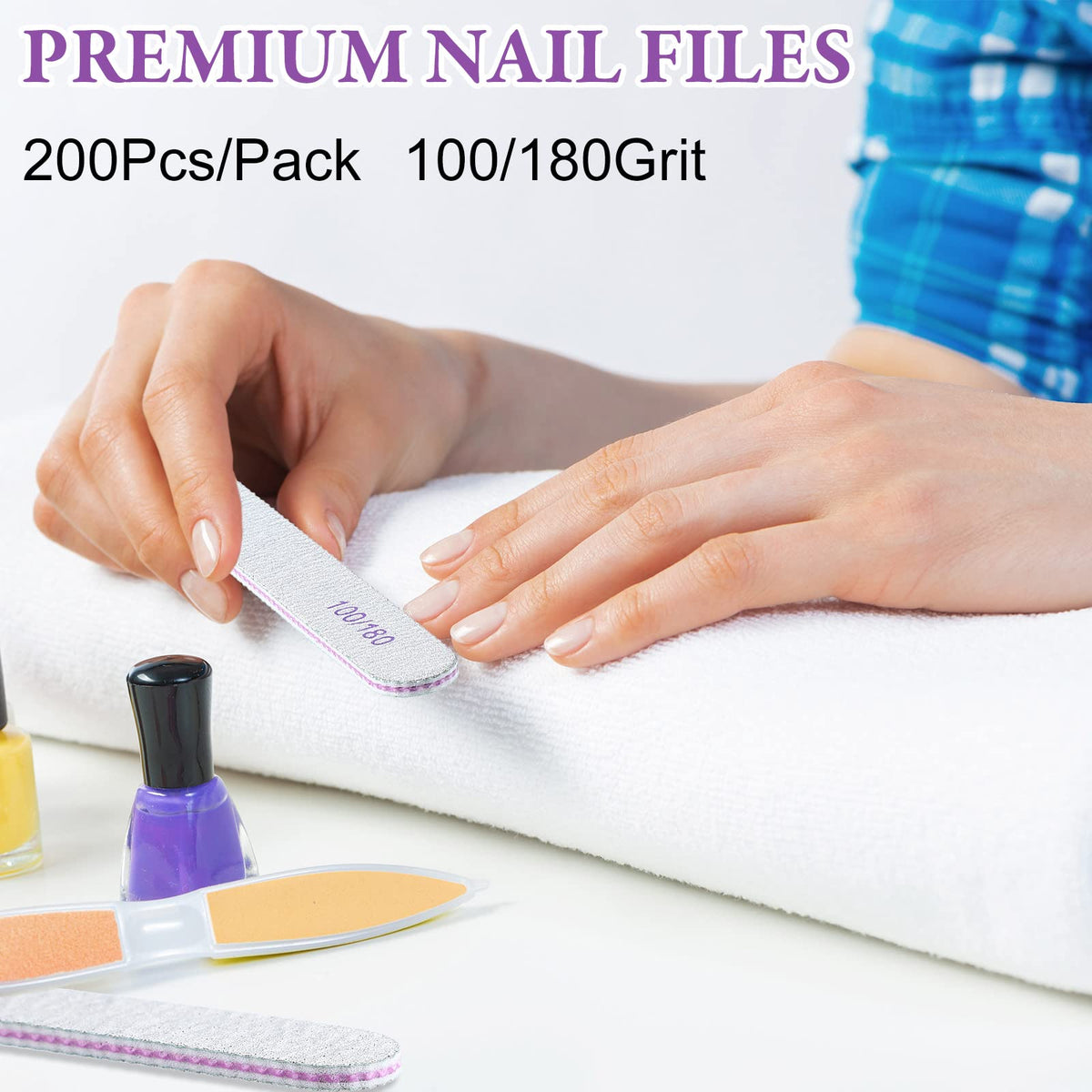 200-Piece Double-Sided Reusable Emery Nail Files for Manicure and Nail Care