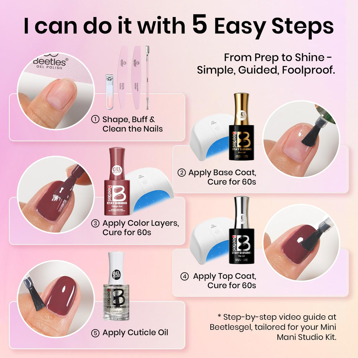 Beetles Gel Nail Polish Manicure Kit with UV/LED Lamp and Nail Tools