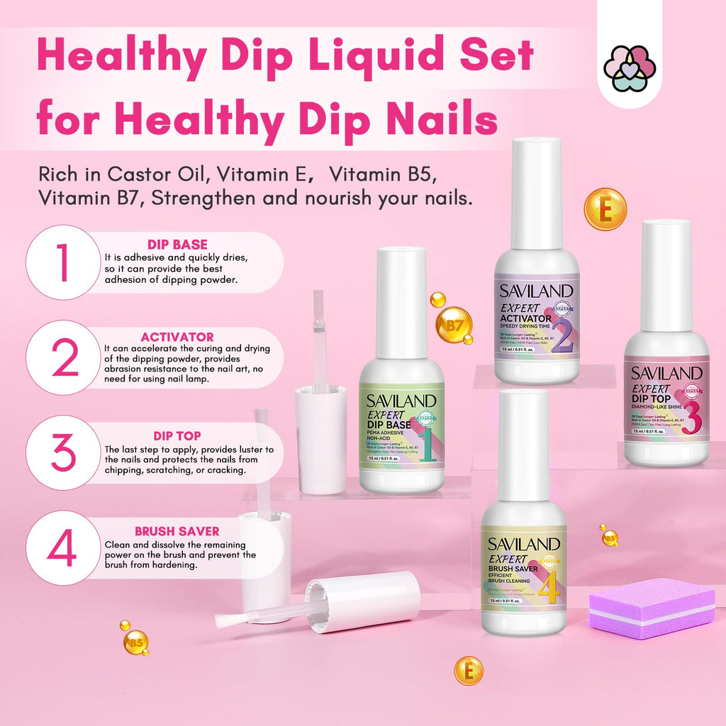 SAVILAND Dip Powder Nail Kit for DIY Manicure and Nail Art