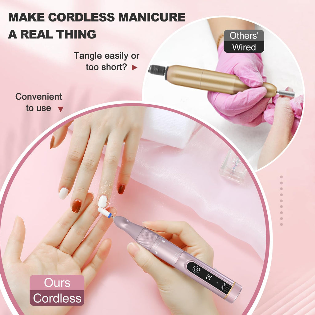Meremit Cordless Nail Drill 35000 RPM Rechargeable E-File