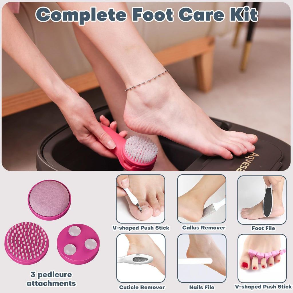 Collapsible Foot Bath Spa with Heat, Bubbles, Remote Control & Pedicure Attachments