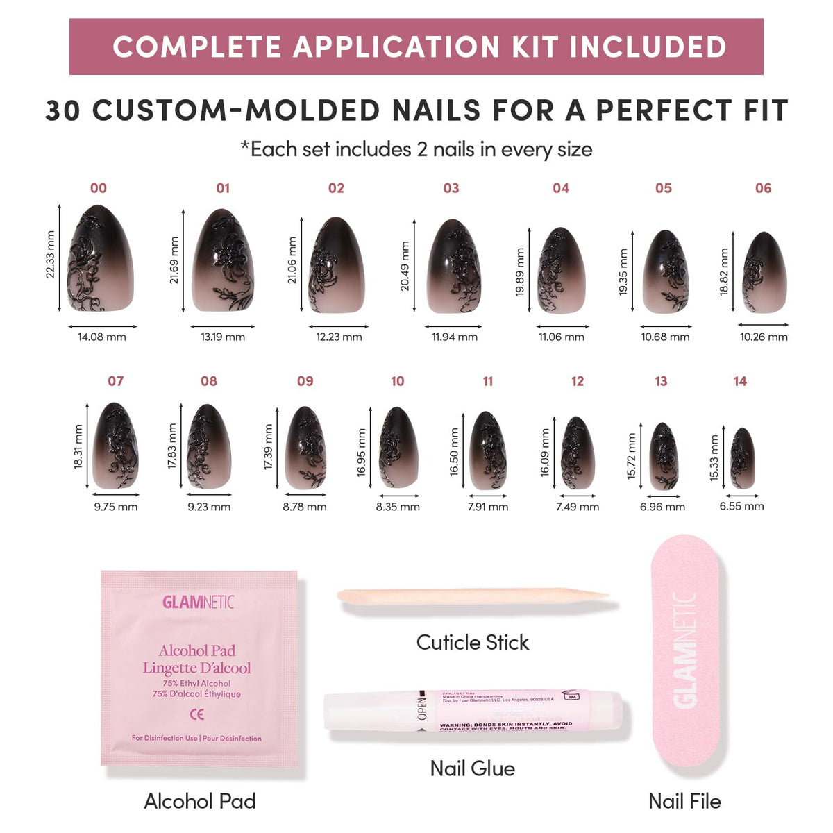 Glamnetic Press-On Nails - Salon-Style Reusable Nail Kit