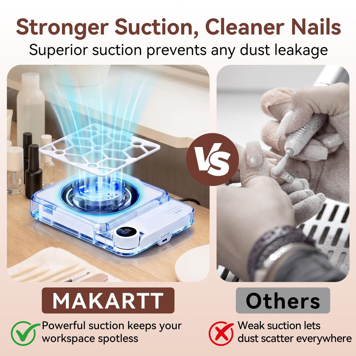 Makartt Rechargeable Nail Dust Collector, 5500 RPM, 10-Speed