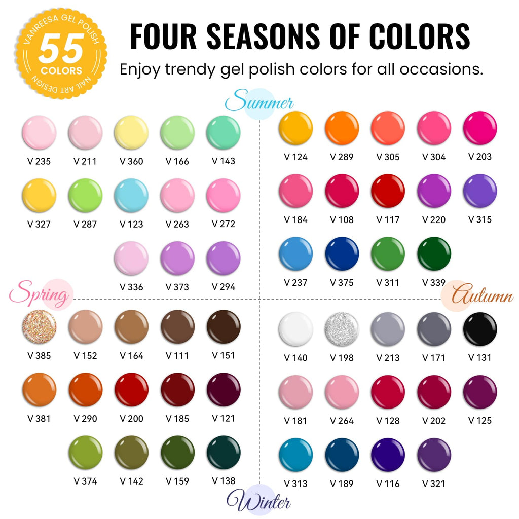 VANREESA Gel Nail Polish Set for Manicure and Nail Art