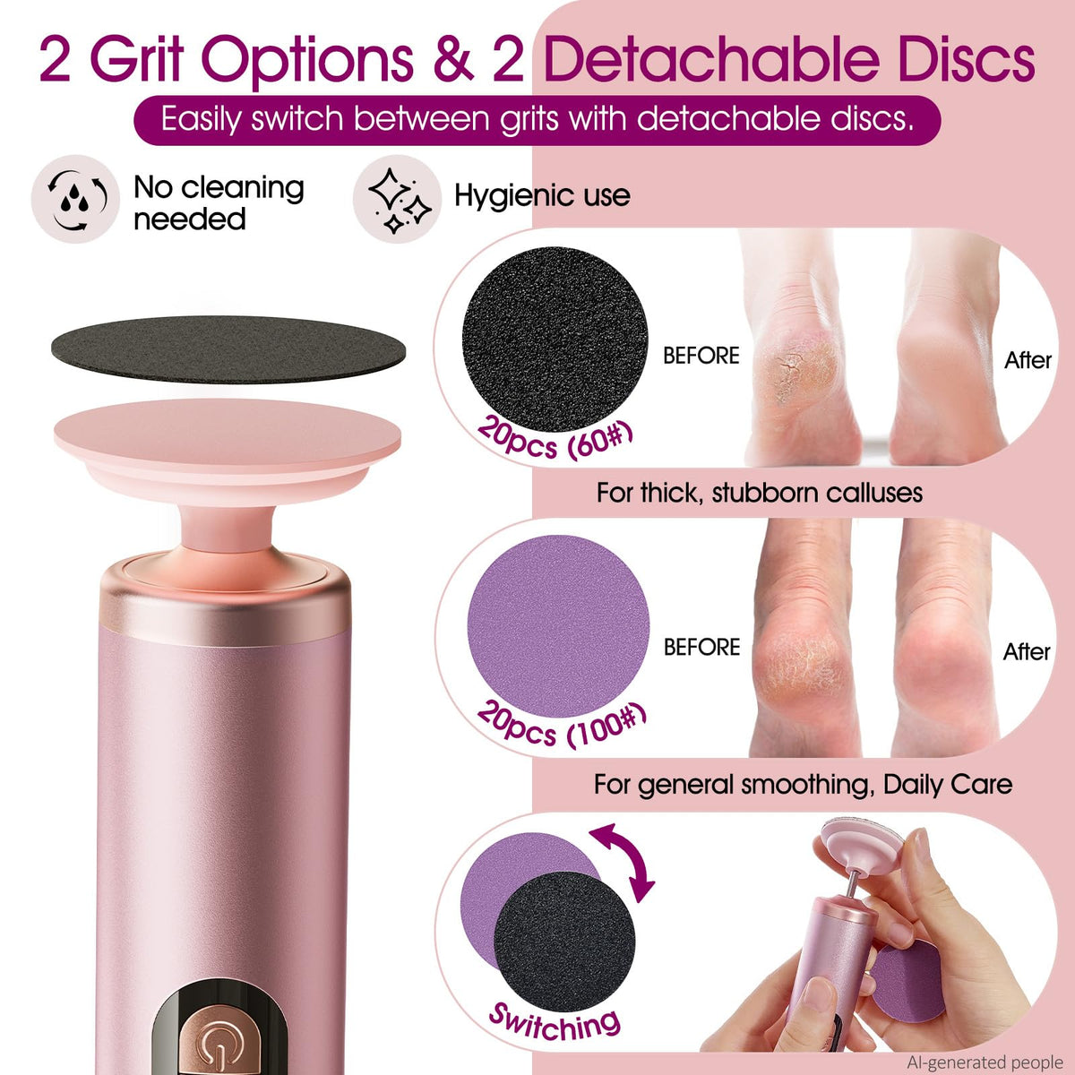 Rechargeable Electric Foot Callus Remover with Adjustable Speed