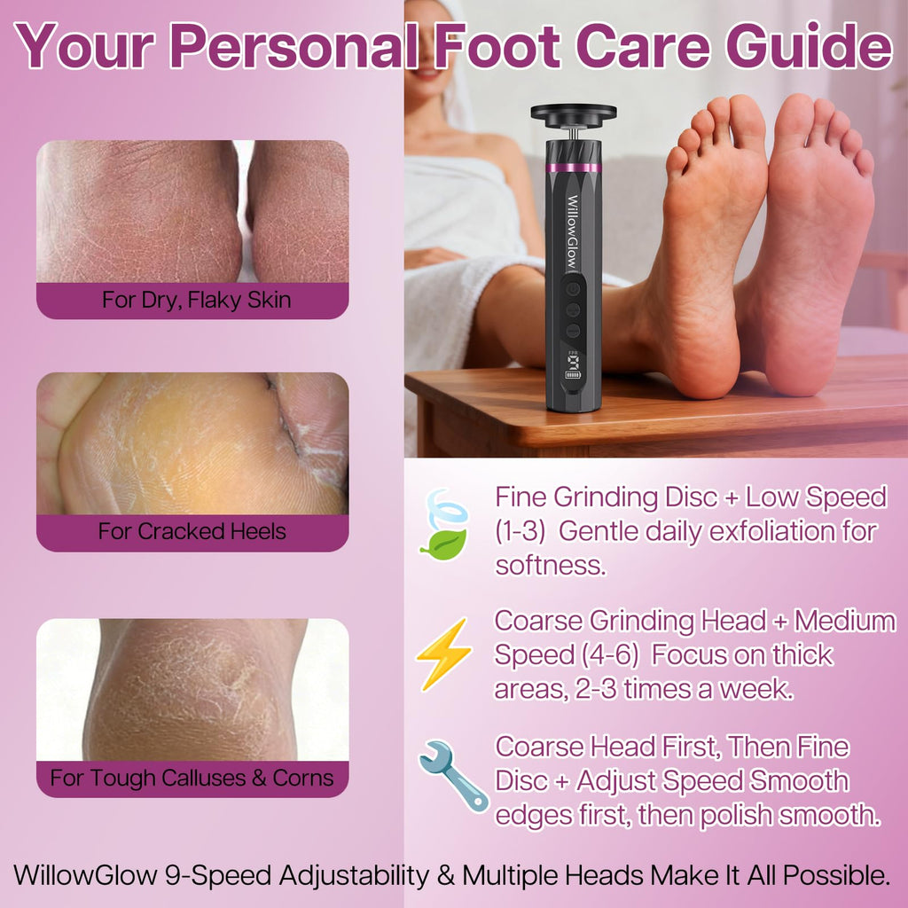 Professional Electric Foot Callus Remover with 9-Speed Cordless Foot File