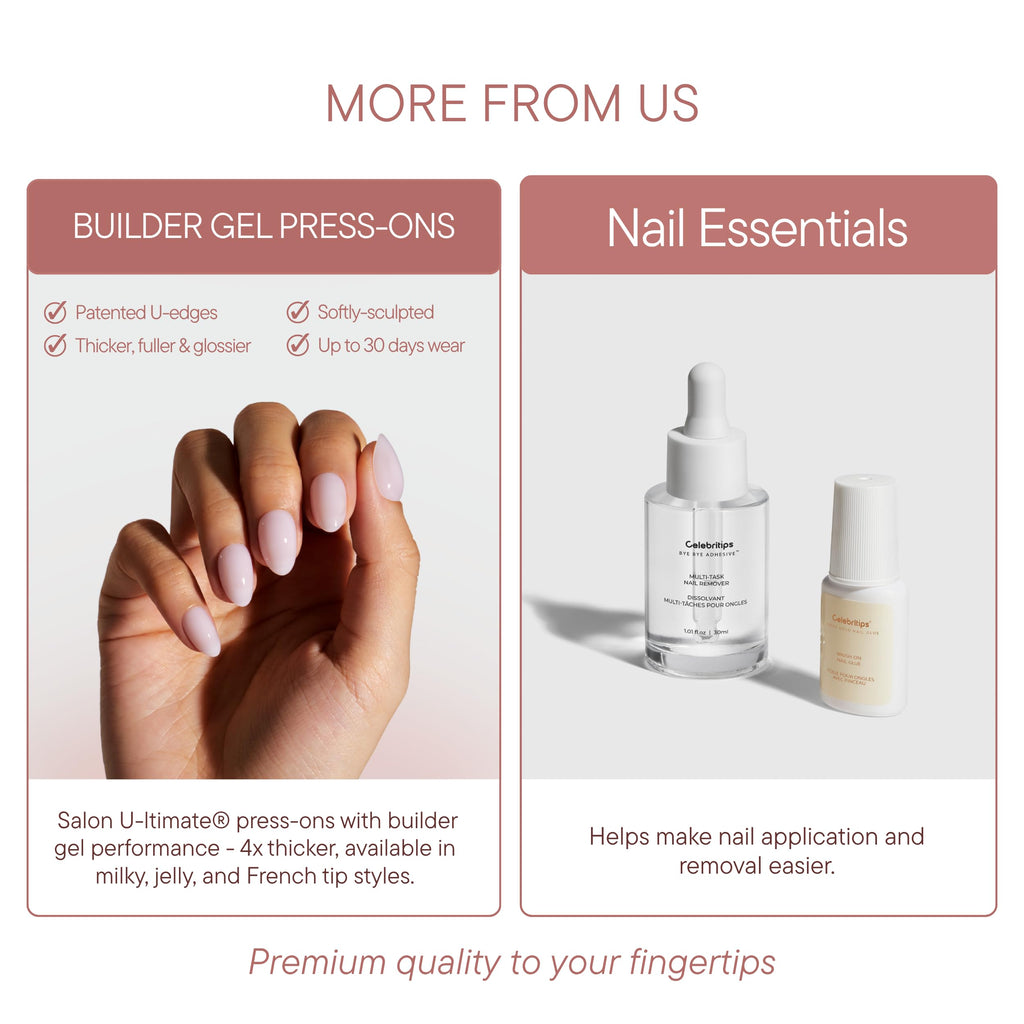 Celebritips Nail Art Press-On Nails, Short Almond, Reusable 32-Piece Kit