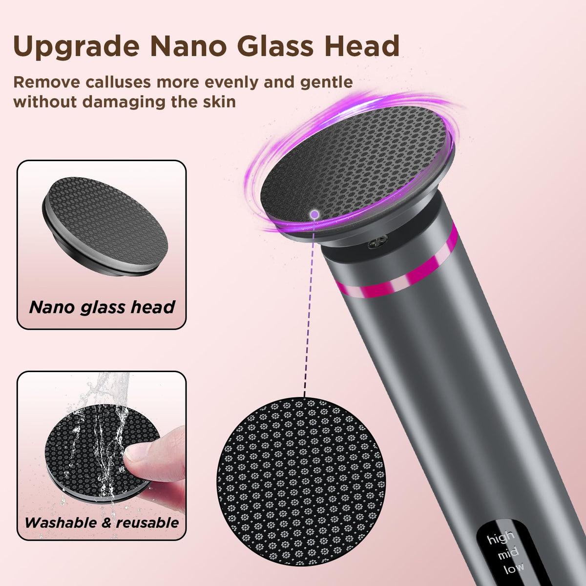 Electric Foot Callus Remover with Nano-Glass Head and Sandpaper Discs