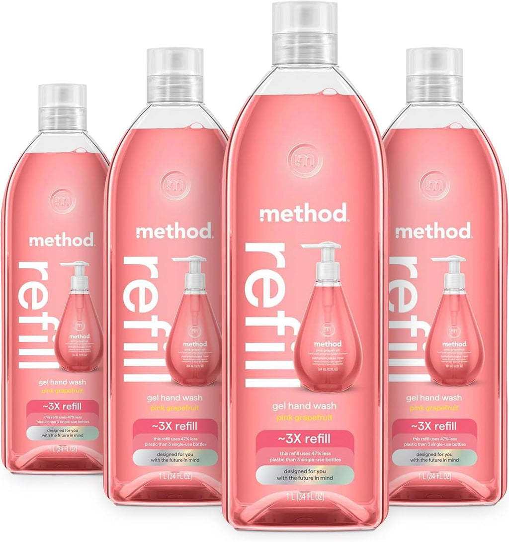 method Gel Hand Wash Refill Pink Grapefruit, 34 fl oz, 4 Pack