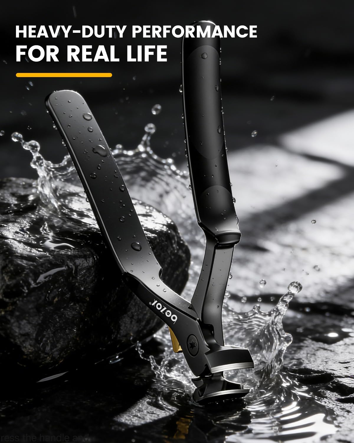 BEZOX Long Handle Toenail Clippers for Seniors, Thick Nails - Black