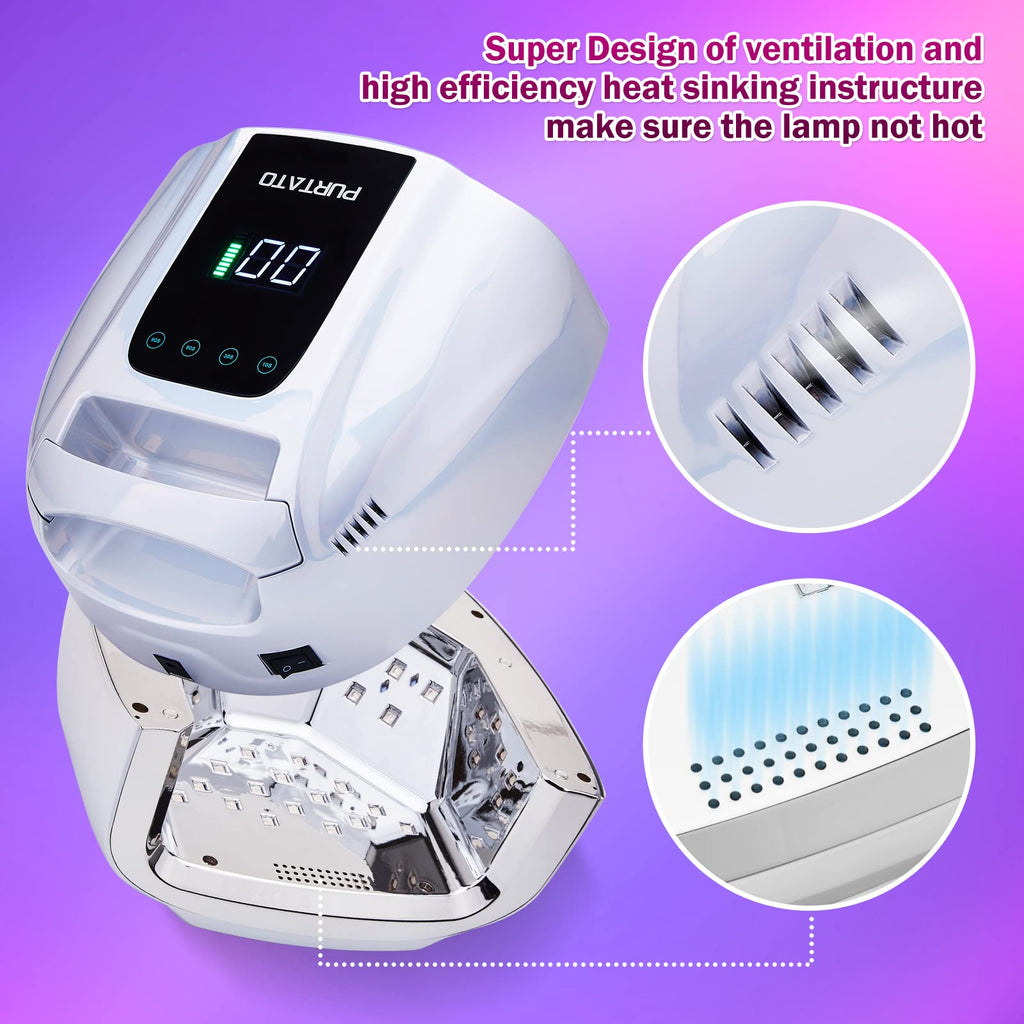 PURTATO 96W Rechargeable Cordless UV LED Nail Lamp