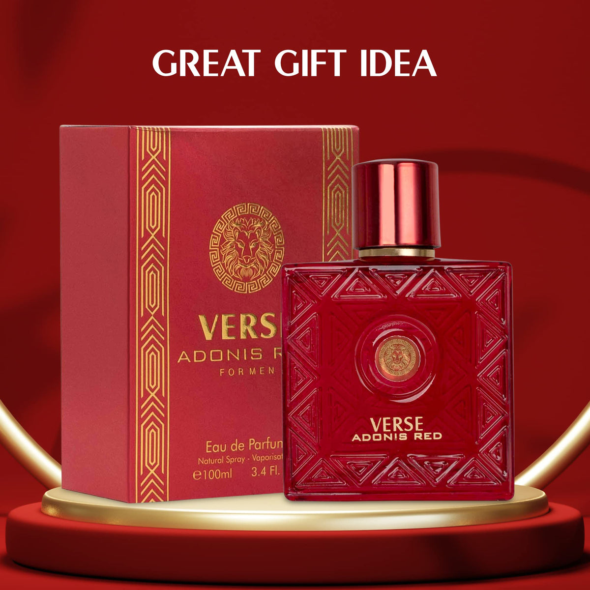 NovoGlow Verse Adonis Red Eau de Parfum Spray for Men, 3.4 Fl Oz