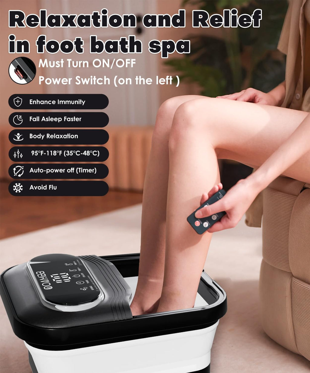 OOAMBB Collapsible Foot Spa with Heat, Bubbles, Massage Rollers and Touch Screen