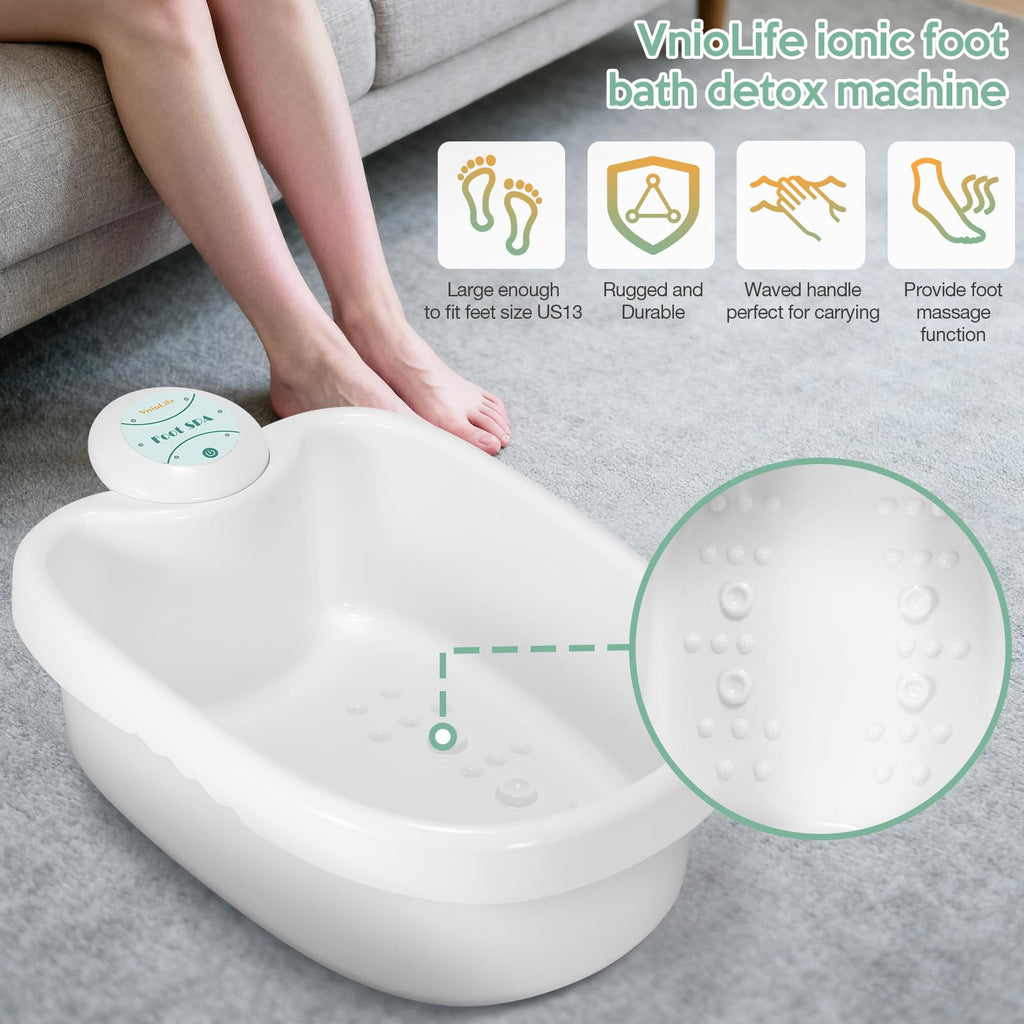 WL VnioLife Ionic Foot Bath Detox Machine with Portable Bag, 100 Liners