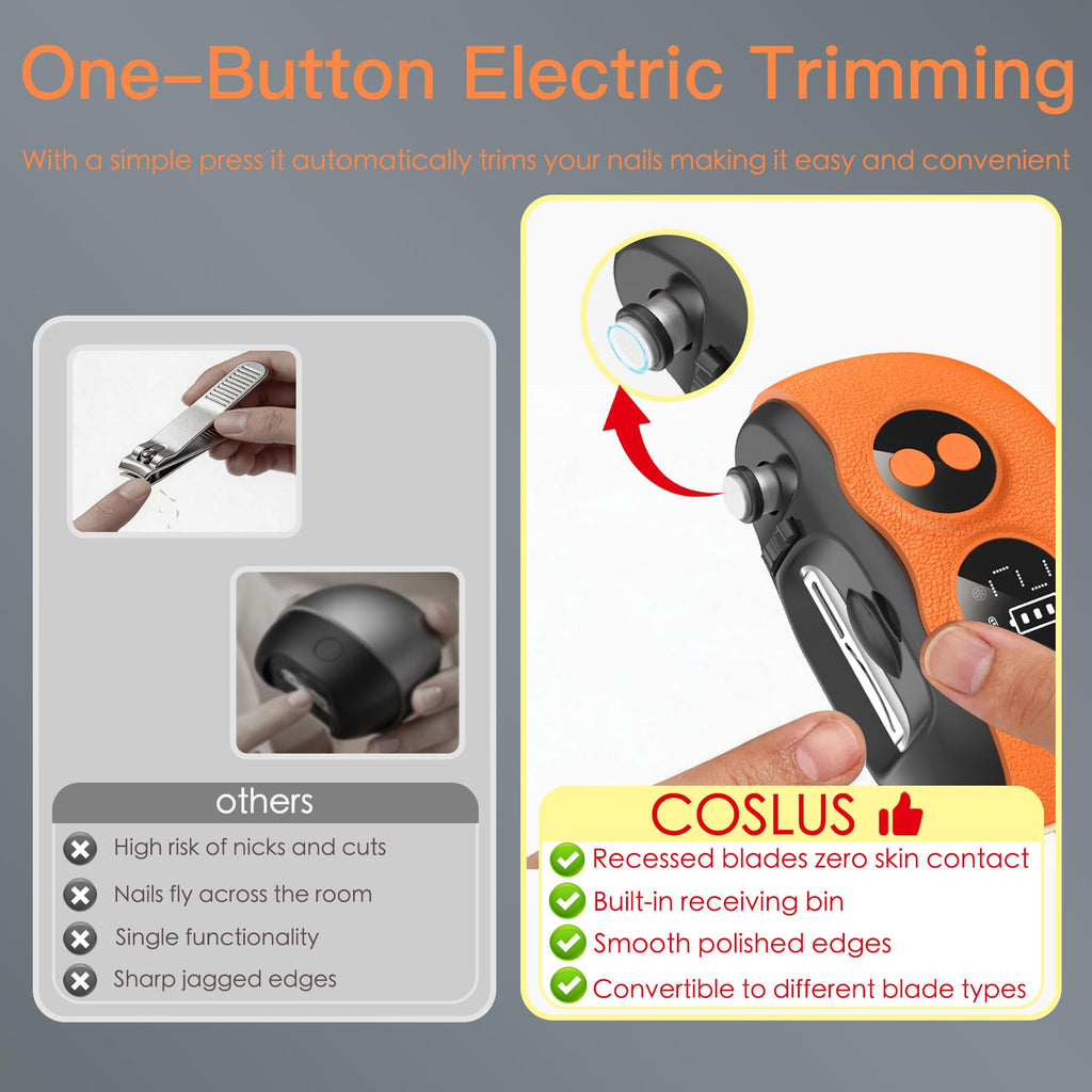 3-in-1 Electric Nail Clipper with Interchangeable Heads and Magnifier