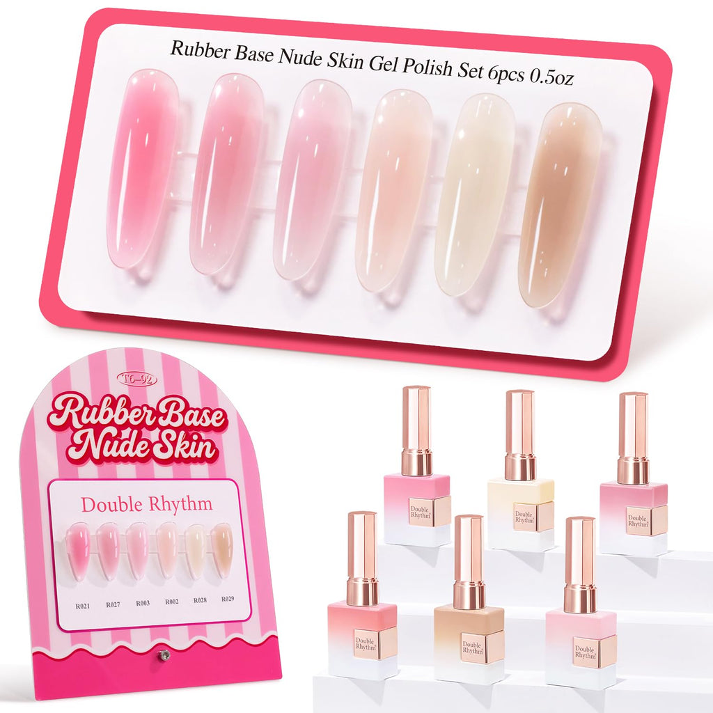 Rubber Base Gel Polish Set Nail Strengthener Builder Gel 6 x 15 mL