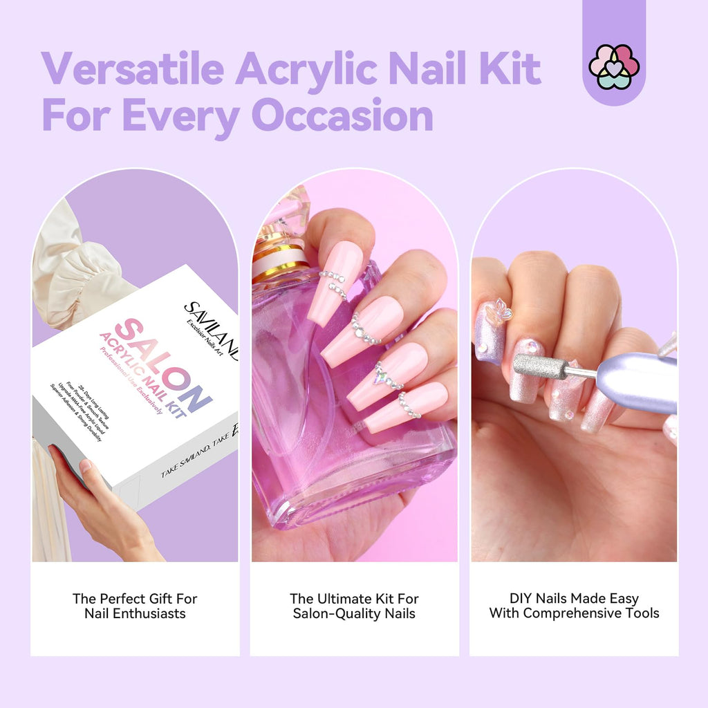 SAVILAND Professional Acrylic Nail Kit with Drill and Essential Nail Tools