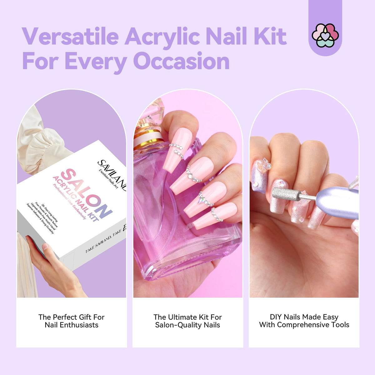 SAVILAND Professional Acrylic Nail Kit with Drill and Essential Nail Tools