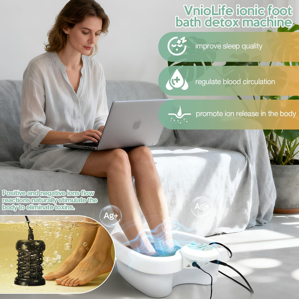 WL VnioLife Ionic Foot Bath Detox Machine with Portable Bag, 100 Liners
