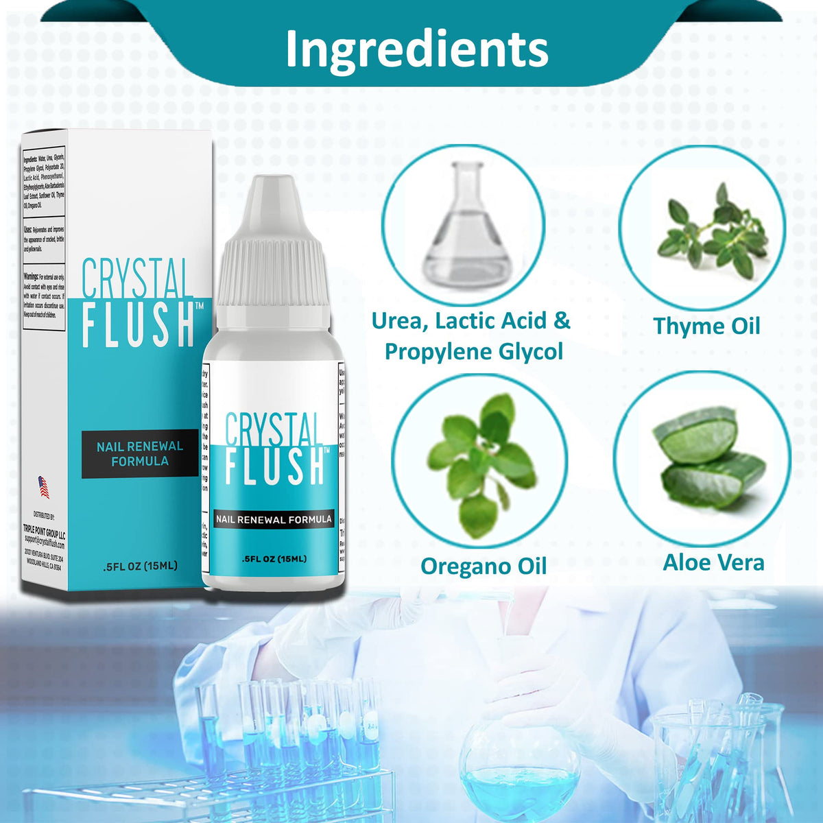 Crystal Flush Nail Renewal Formula with Urea 40%, 0.5 oz