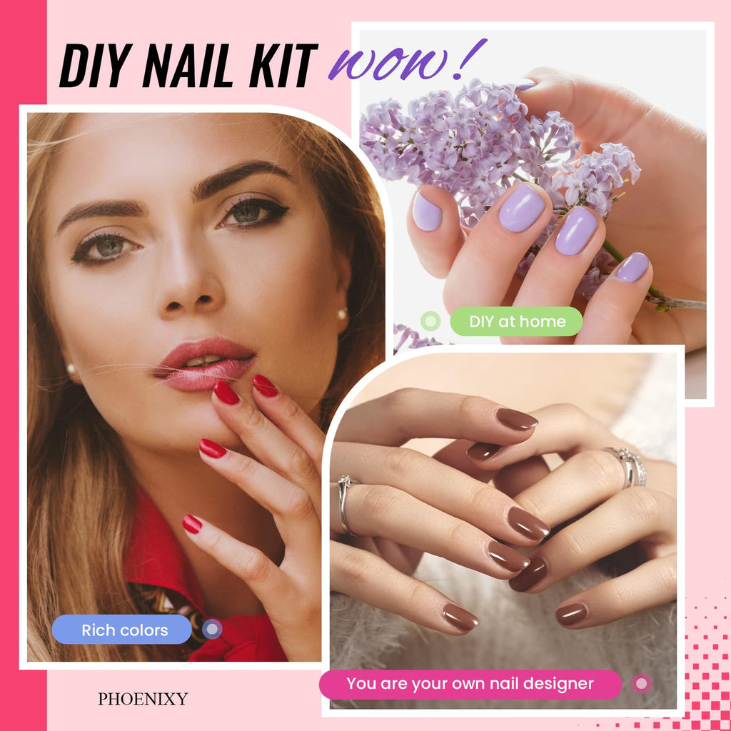 PHOENIXY Gel Nail Polish Kit for DIY Manicure and Nail Art