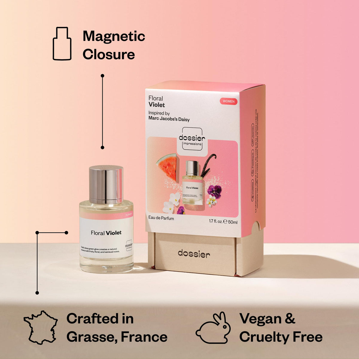 Dossier Floral Violet Eau de Parfum for Women, Inspired by Daisy, 1.7 fl oz