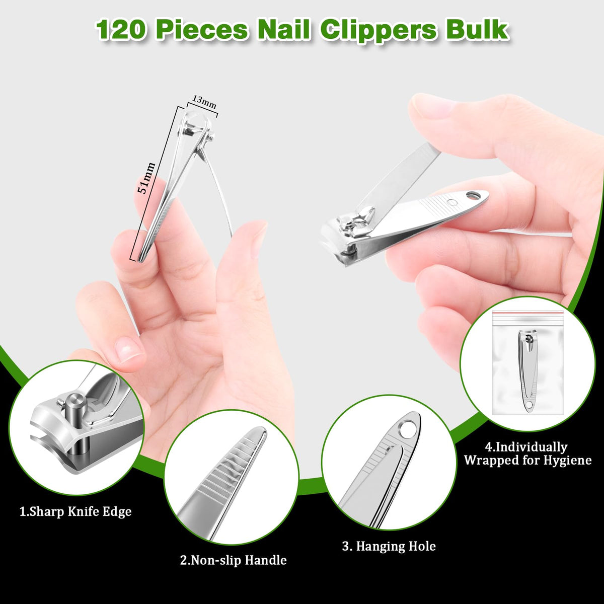 Individually Wrapped Stainless Steel Nail Clippers Bulk