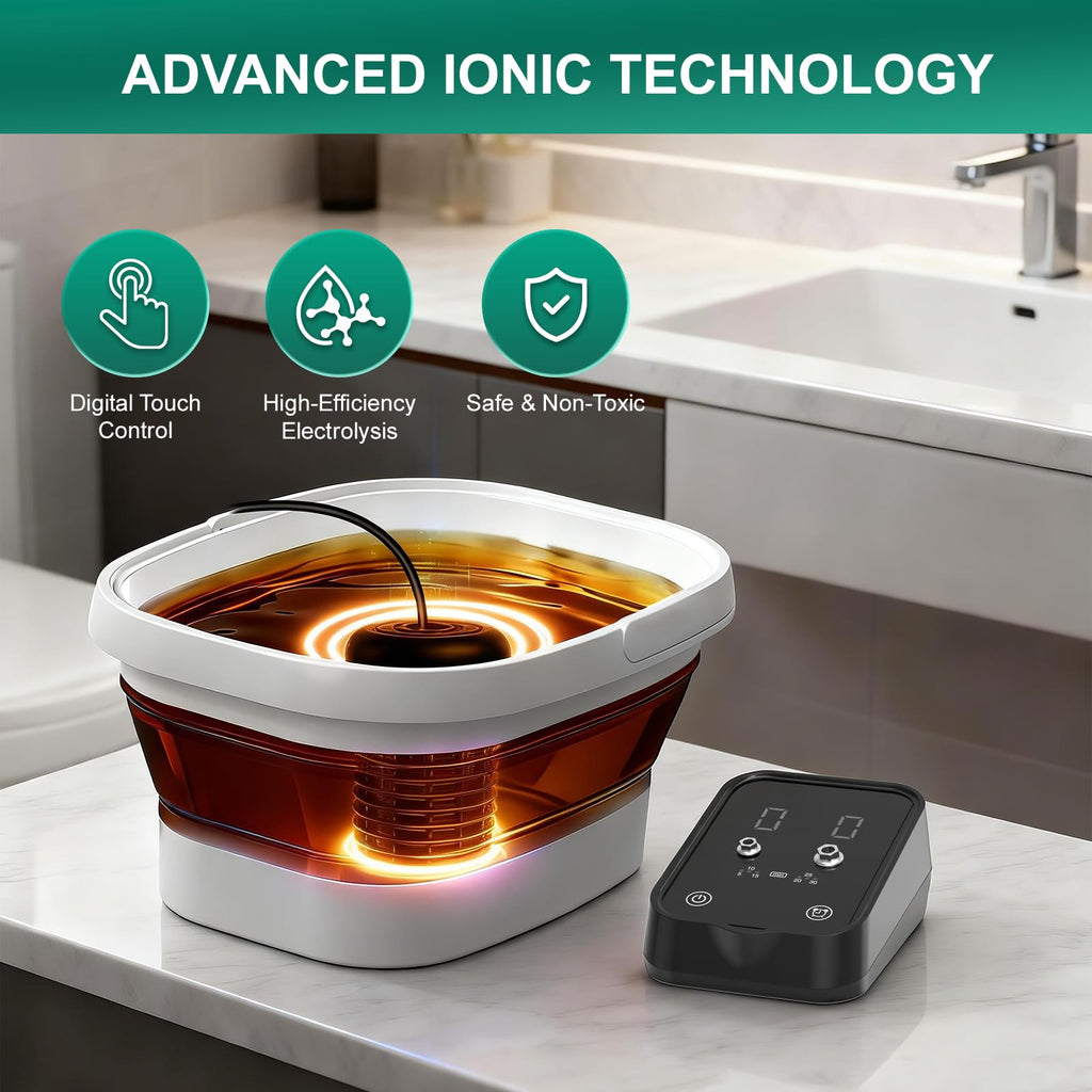 Ionic Foot Bath Detox Machine with 2 Arrays, Liners, Sea Salt and Folding Tub