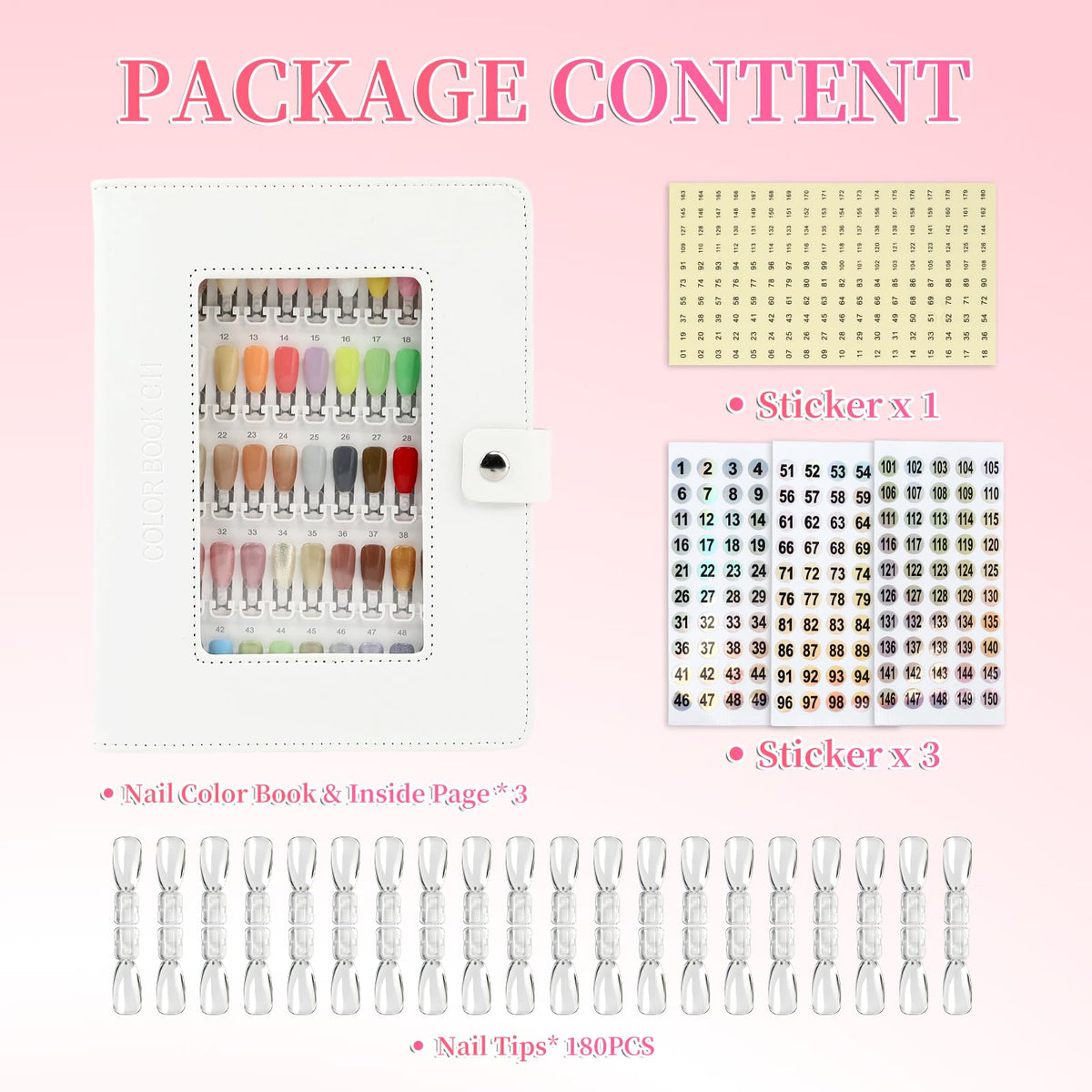 Nail Polish Color Swatch Book with Replacement Tips and Number Labels