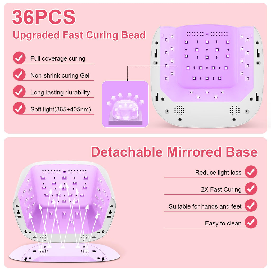 Cordless 80W UV LED Nail Lamp, Rechargeable Gel Nail Dryer