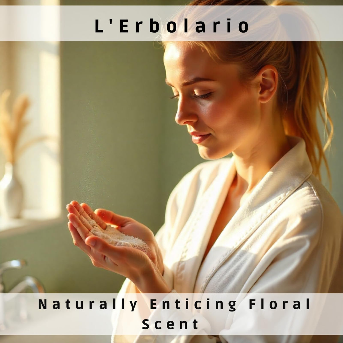 L'Erbolario Rose Perfumed Body Powder with Floral Scent, 3.5 Oz