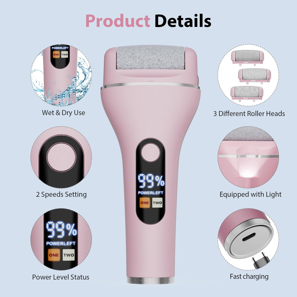 AdamPark Rechargeable Electric Foot Callus Remover, Wet/Dry Foot File